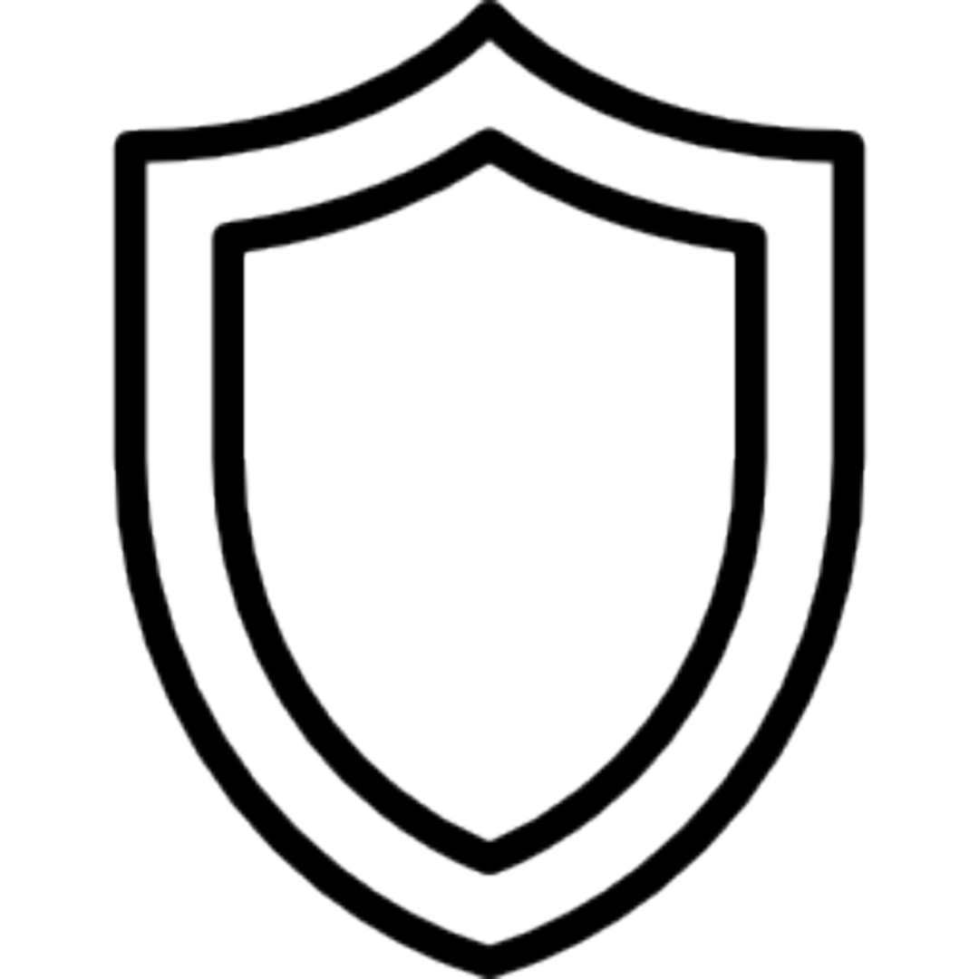Black shield outline on white background.