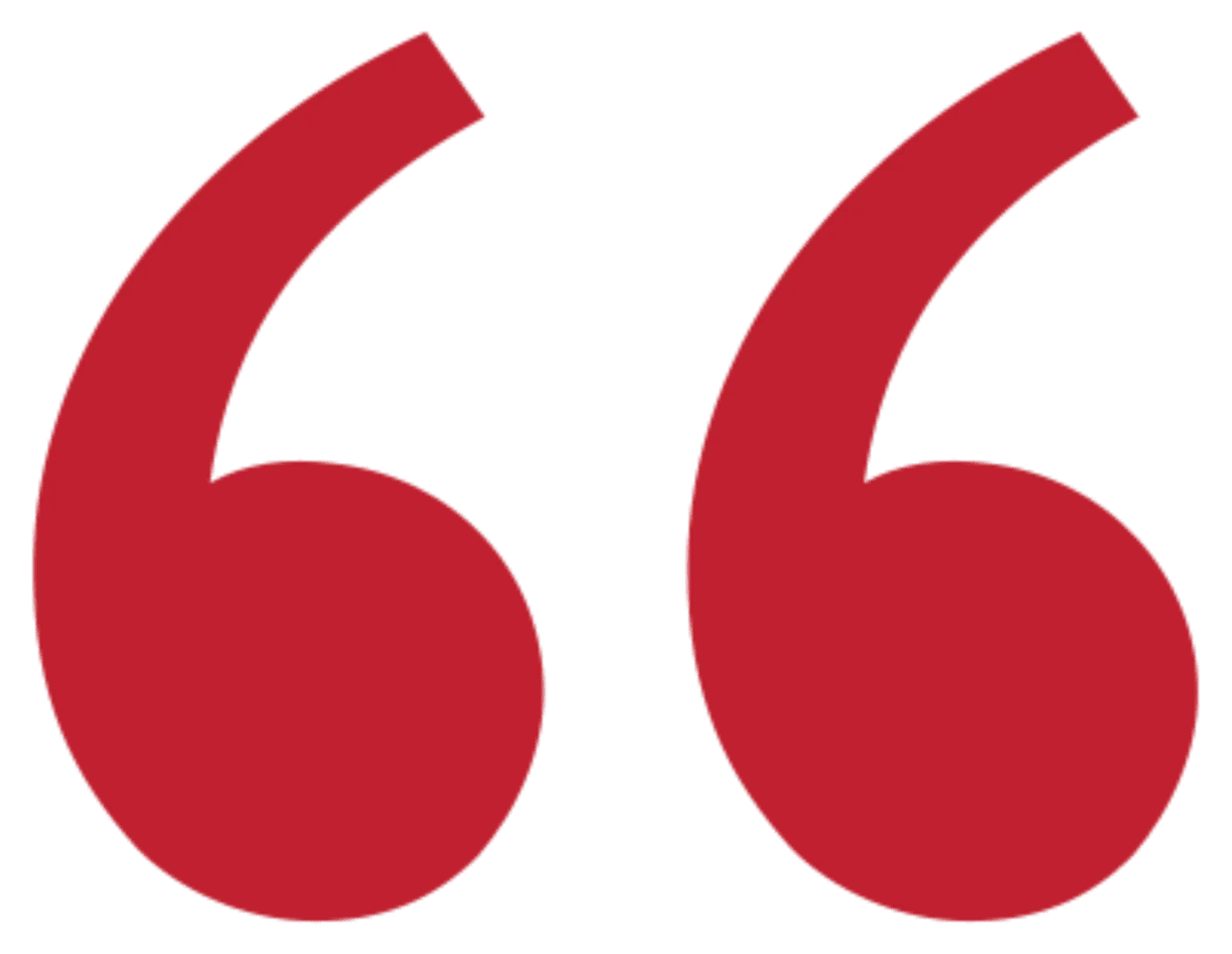 Red quotation marks on black background.